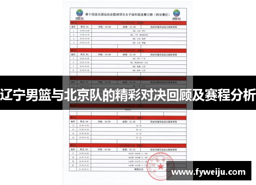 辽宁男篮与北京队的精彩对决回顾及赛程分析