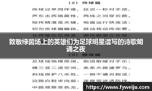 致敬绿茵场上的英雄们为足球明星谱写的诗歌朗诵之夜